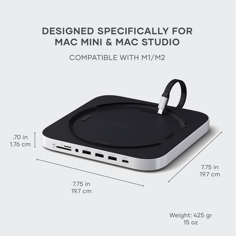 Hub e suporte Mac Mini com gabinete SSD para NVME/SATA M.2
